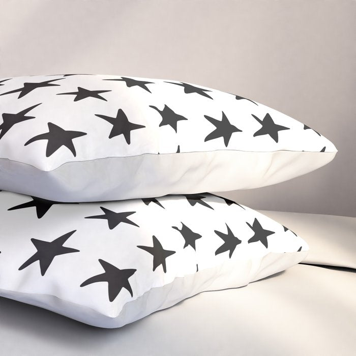 Star Pattern Black On White Pillow Sham Gallery Image 3