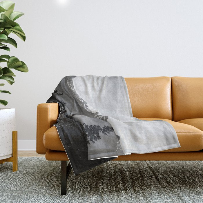 Morning in the Mountains Black and White Throw Blanket Gallery Image 1