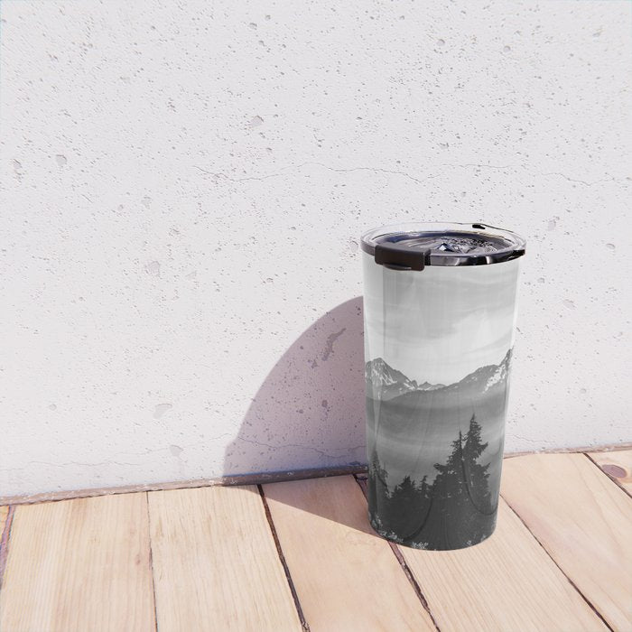 Morning in the Mountains Black and White Travel Mug Gallery Image 4