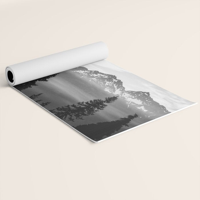 Morning in the Mountains Black and White Yoga Mat Gallery Image 2