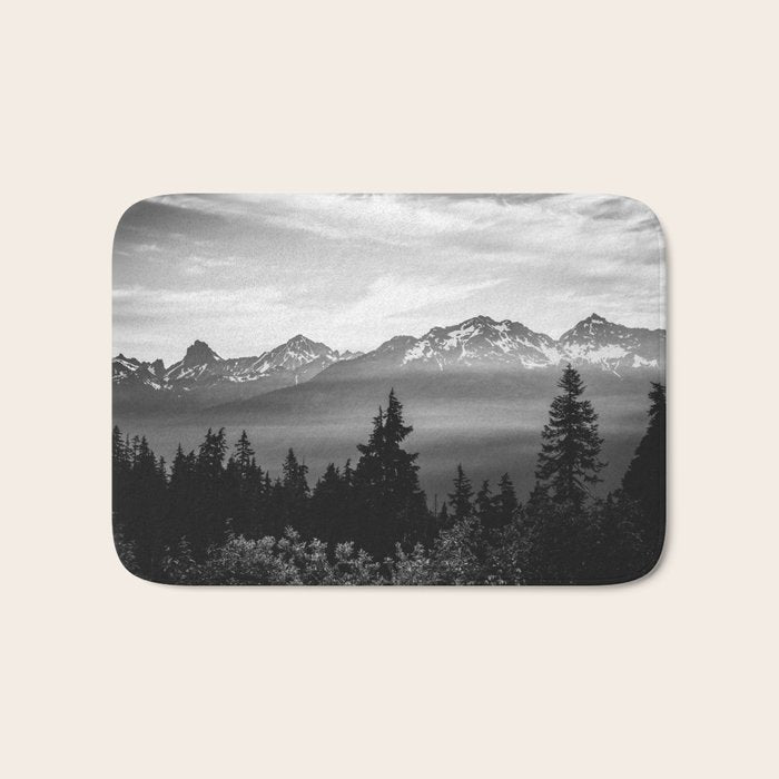 Morning in the Mountains Black and White Bath Mat Gallery Image 1