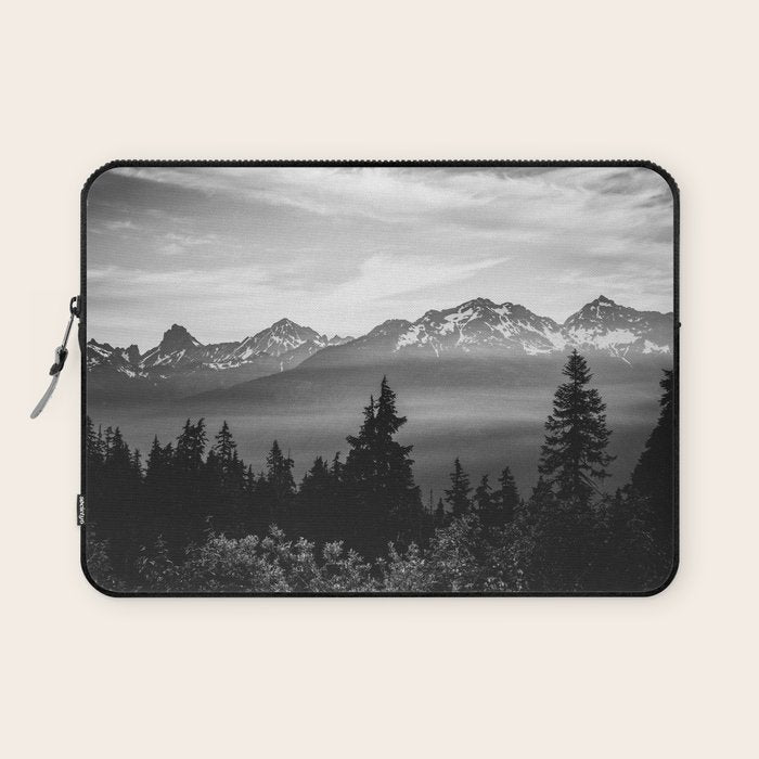 Morning in the Mountains Black and White Laptop Sleeve Gallery Image 1