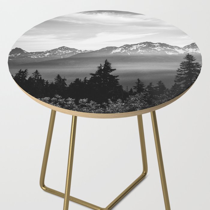 Morning in the Mountains Black and White Side Table Gallery Image 2