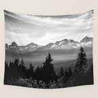 Morning in the Mountains Black and White Wall Tapestry Gallery Image 4