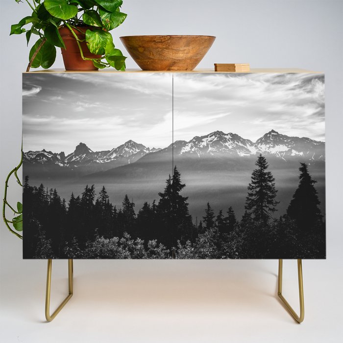 Morning in the Mountains Black and White Credenza Gallery Image 1
