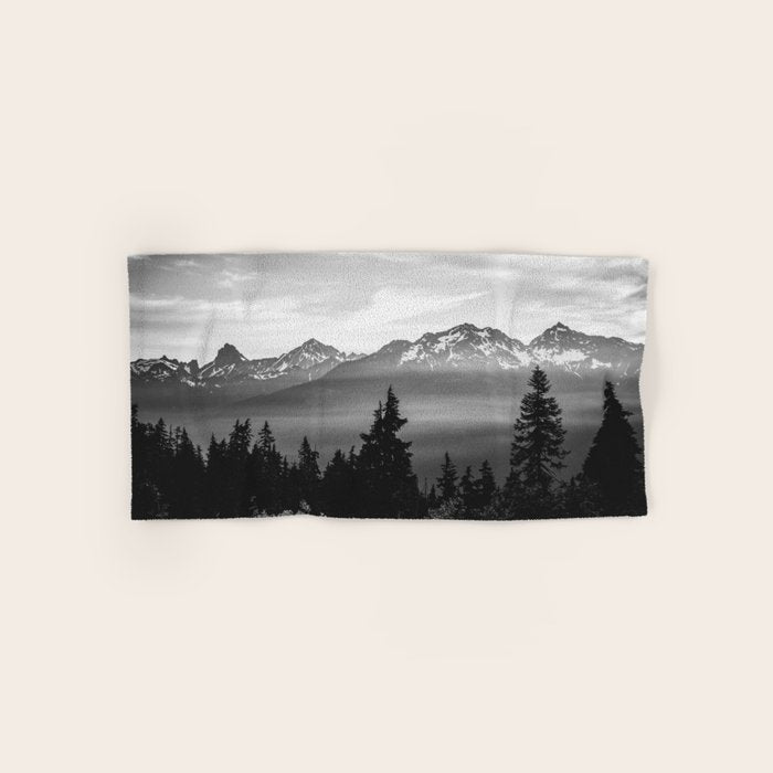 Morning in the Mountains Black and White Bath Towel Gallery Image 1