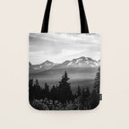 Morning in the Mountains Black and White Tote Bag Gallery Image 1