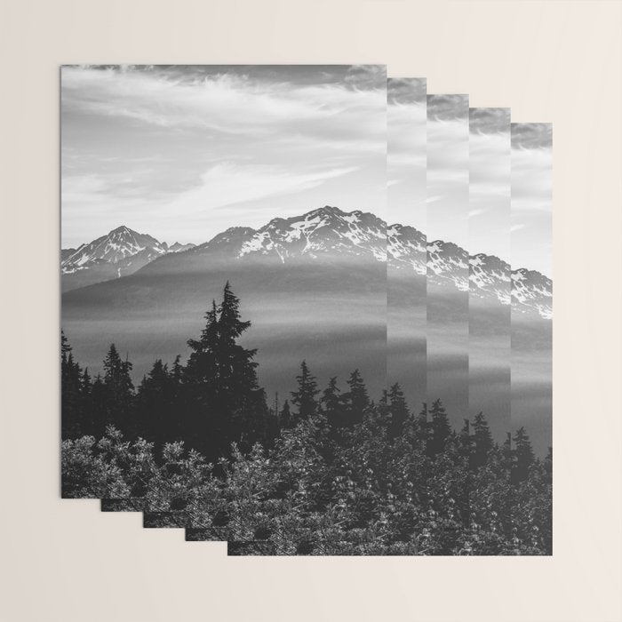 Morning in the Mountains Black and White Wrapping Paper Gallery Image 3