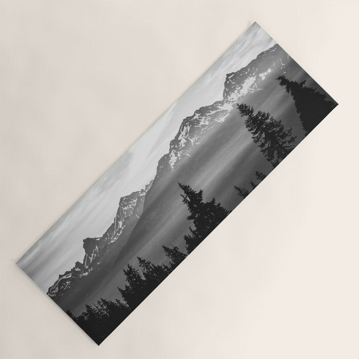 Morning in the Mountains Black and White Yoga Mat Gallery Image 1