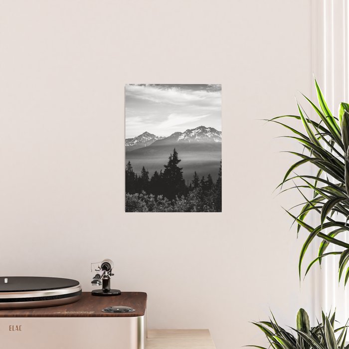Morning in the Mountains Black and White Poster Gallery Image 2