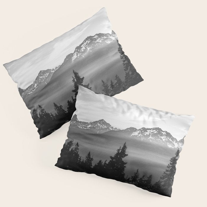 Morning in the Mountains Black and White Pillow Sham Gallery Image 3