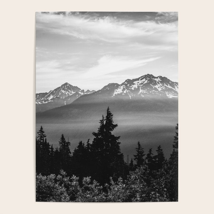 Morning in the Mountains Black and White Poster Gallery Image 1