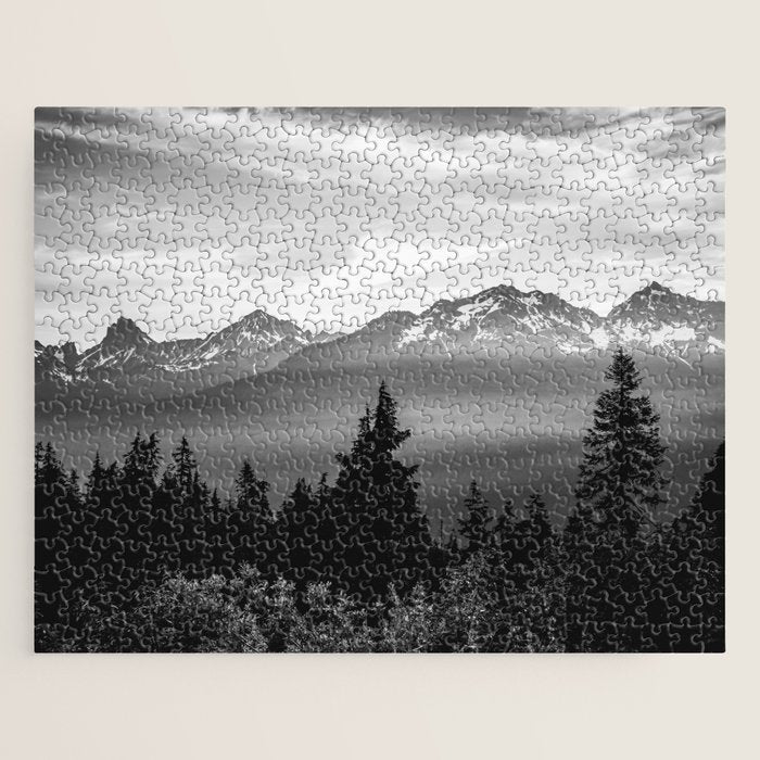 Morning in the Mountains Black and White Jigsaw Puzzle Gallery Image 1