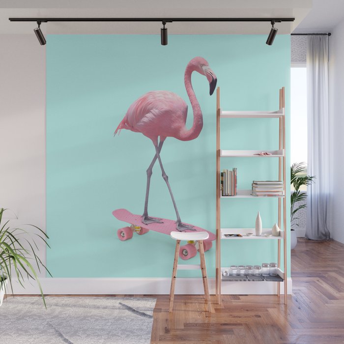 SKATE FLAMINGO Wall Mural Gallery Image 1