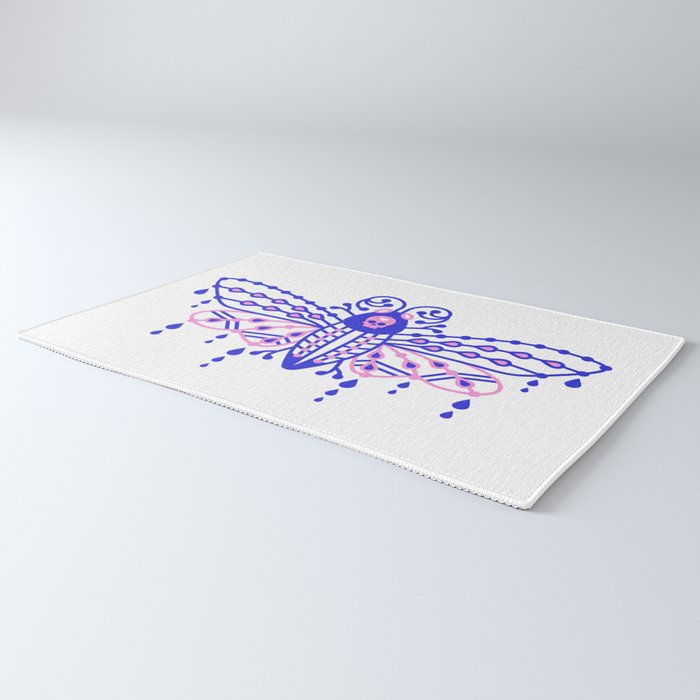 Death's Head Hawkmoth - Indigo & Pink Palette Rug Gallery Image 3