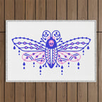 Death's Head Hawkmoth - Indigo & Pink Palette Outdoor Rug Gallery Image 1