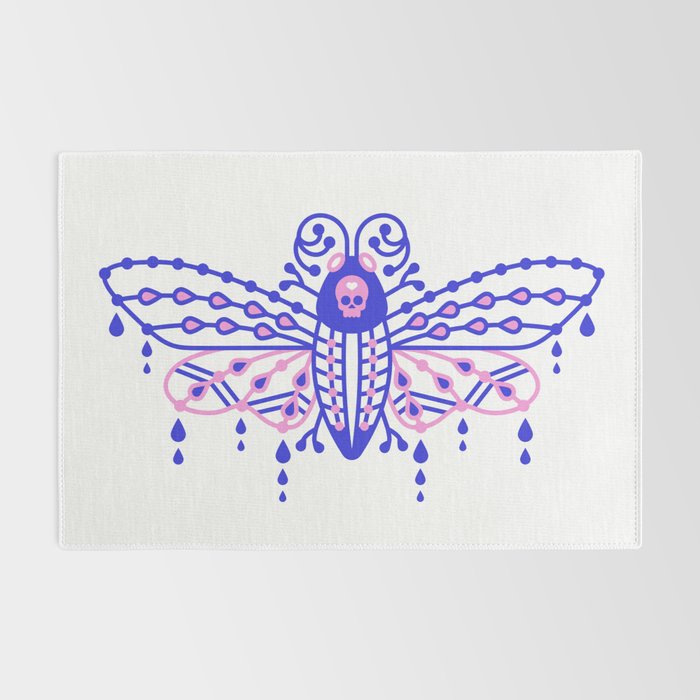 Death's Head Hawkmoth - Indigo & Pink Palette Rug Gallery Image 2