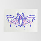 Death's Head Hawkmoth - Indigo & Pink Palette Rug Gallery Image 2