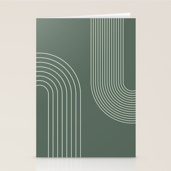 Geometric Lines in Sage Green 5 (Rainbow Abstraction) Stationery Card Gallery Image 1