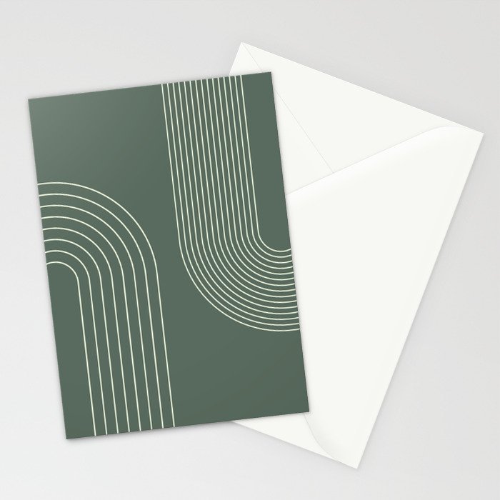 Geometric Lines in Sage Green 5 (Rainbow Abstraction) Stationery Card Gallery Image 2