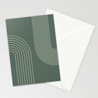 Geometric Lines in Sage Green 5 (Rainbow Abstraction) Stationery Card Gallery Image 2