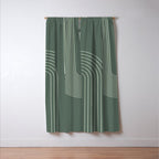 Geometric Lines in Sage Green 5 (Rainbow Abstraction) Window Curtain Gallery Image 3