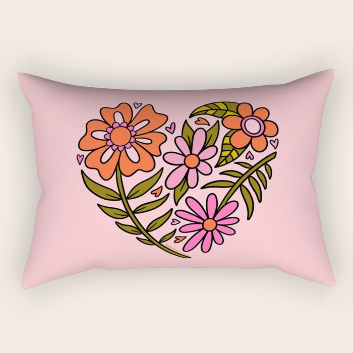 Flower Heart Rectangular Pillow Gallery Image 2