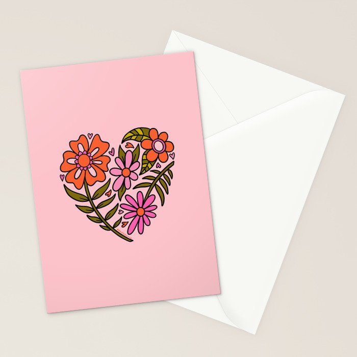 Flower Heart Stationery Card Gallery Image 2