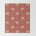 Cute Hair Bows & Stars in Burnt Red & Yellow Throw Blanket Gallery Image 2