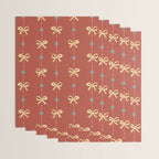 Cute Hair Bows & Stars in Burnt Red & Yellow Wrapping Paper Gallery Image 3
