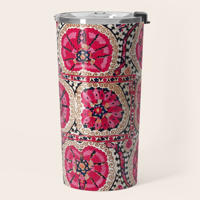 Large Medallion Suzani Bokhara Uzbek Embroidery Print Travel Mug Gallery Image 2