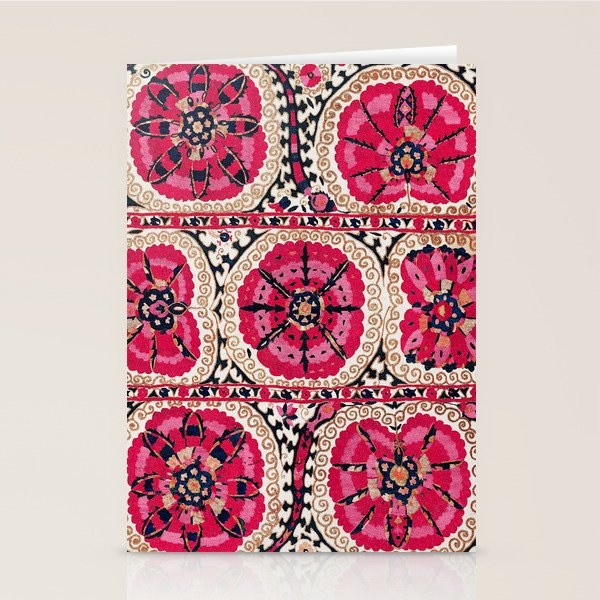 Large Medallion Suzani Bokhara Uzbek Embroidery Print Stationery Card Gallery Image 2