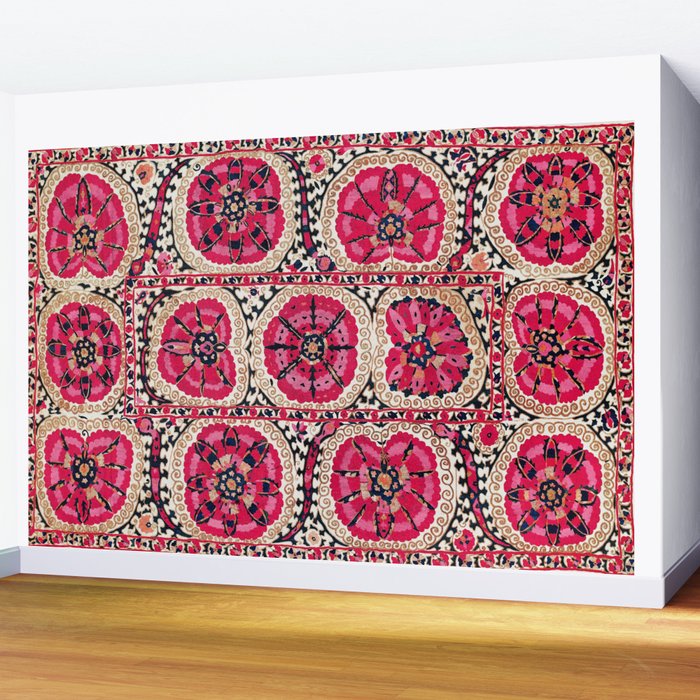 Large Medallion Suzani Bokhara Uzbek Embroidery Print Wall Mural Gallery Image 2