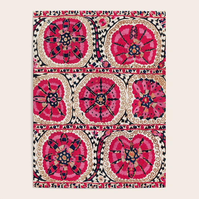 Large Medallion Suzani Bokhara Uzbek Embroidery Print Poster Gallery Image 4