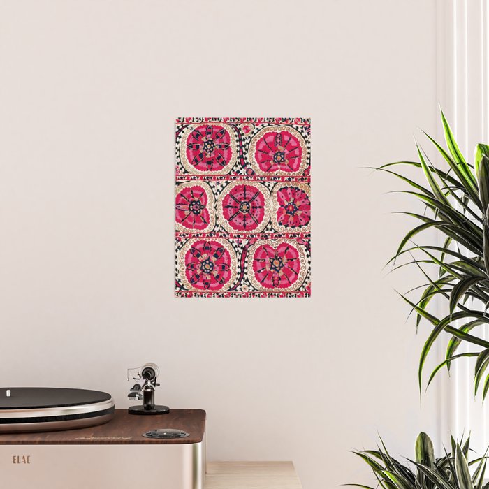 Large Medallion Suzani Bokhara Uzbek Embroidery Print Poster Gallery Image 2