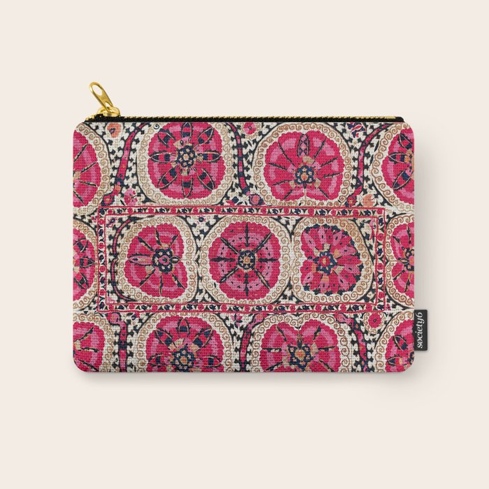 Large Medallion Suzani Bokhara Uzbek Embroidery Print Carry All Pouch Gallery Image 1