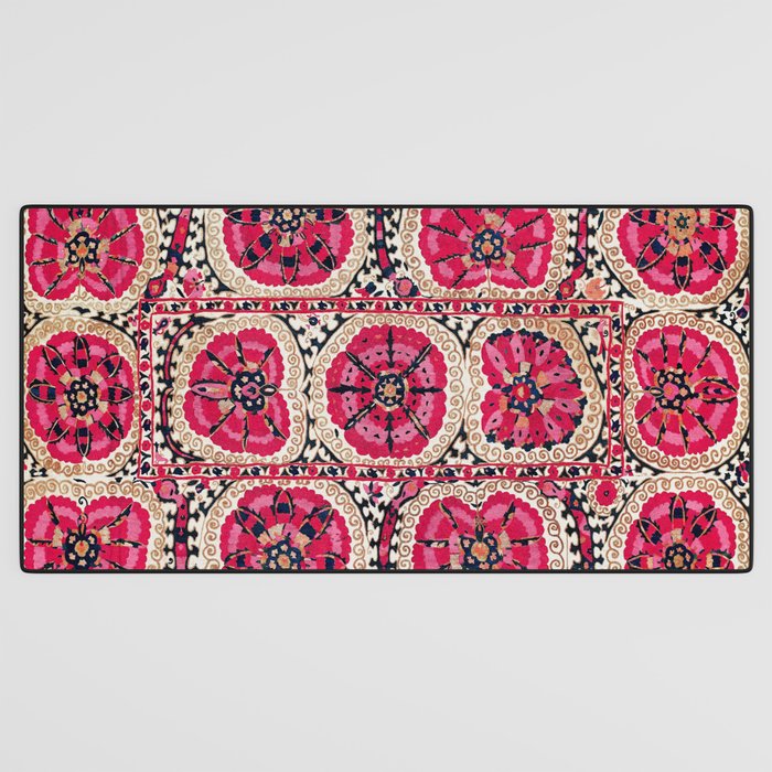 Large Medallion Suzani Bokhara Uzbek Embroidery Print Desk Mat Gallery Image 3
