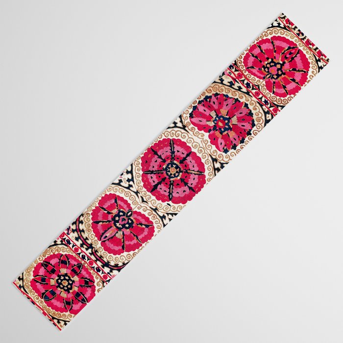 Large Medallion Suzani Bokhara Uzbek Embroidery Print Table Runner Gallery Image 3