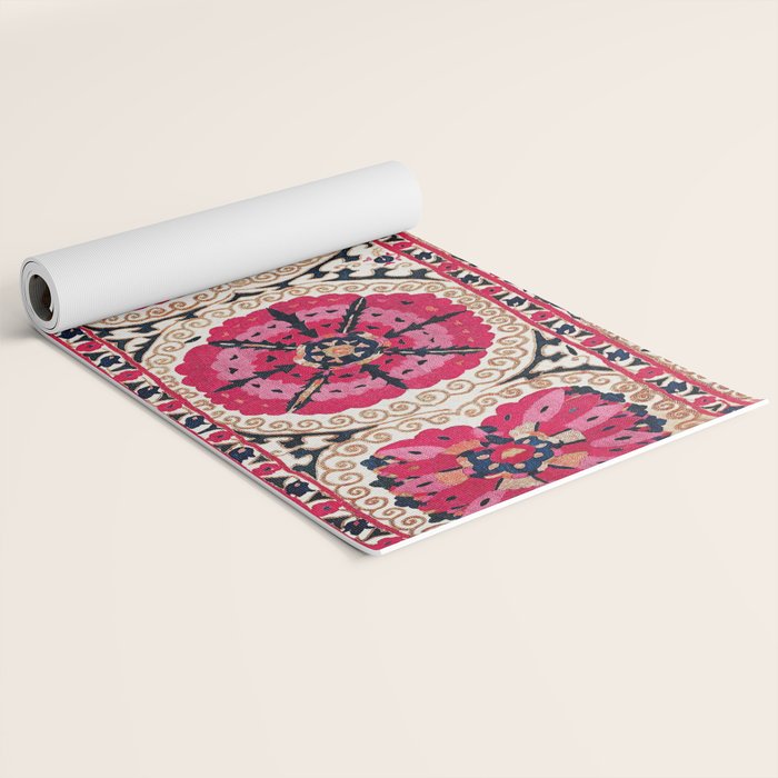 Large Medallion Suzani Bokhara Uzbek Embroidery Print Yoga Mat Gallery Image 2