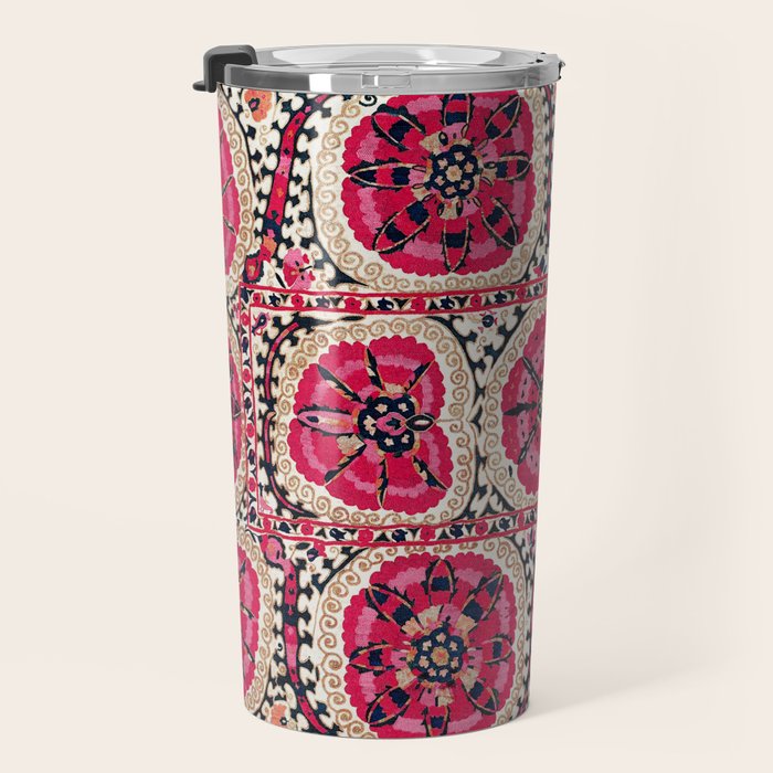 Large Medallion Suzani Bokhara Uzbek Embroidery Print Travel Mug Gallery Image 3