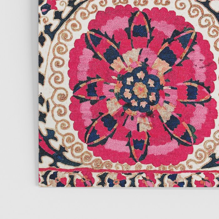Large Medallion Suzani Bokhara Uzbek Embroidery Print Poster Gallery Image 3
