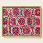 Large Medallion Suzani Bokhara Uzbek Embroidery Print Serving Tray Gallery Image 1