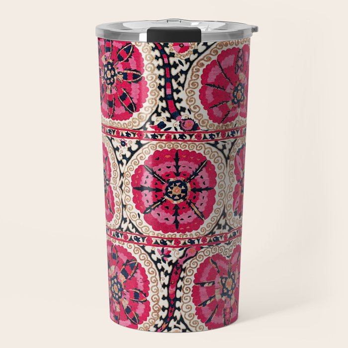 Large Medallion Suzani Bokhara Uzbek Embroidery Print Travel Mug Gallery Image 1