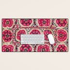 Large Medallion Suzani Bokhara Uzbek Embroidery Print Desk Mat Gallery Image 1
