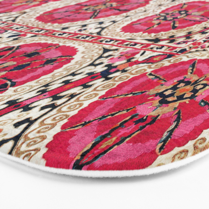 Large Medallion Suzani Bokhara Uzbek Embroidery Print Bath Mat Gallery Image 3