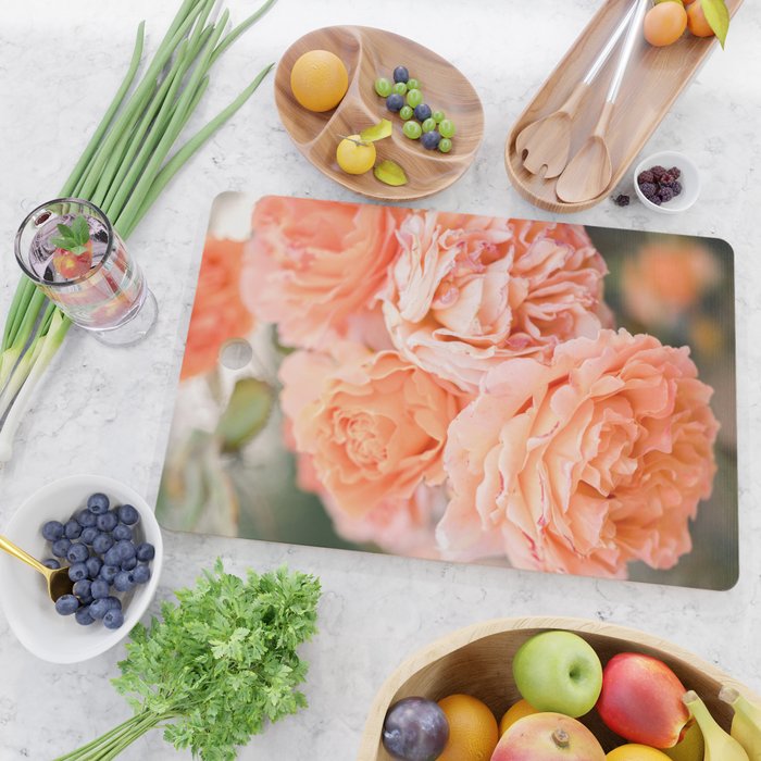 Coral Roses | Ostuni botanical garden photography | Puglia Italy Cutting Board Gallery Image 2