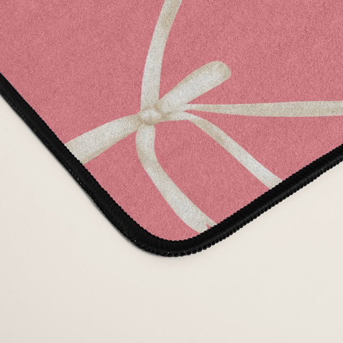 Bows & Ribbons Pattern LII Coral Pink Desk Mat Gallery Image 4