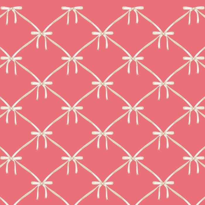 Bows & Ribbons Pattern LII Coral Pink Coffee Mug Gallery Image 2
