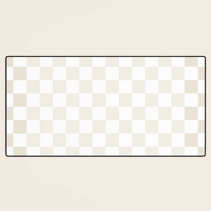 Pale Neutral Beige and White Framed Check Pattern Desk Mat Gallery Image 3