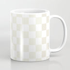 Pale Neutral Beige and White Framed Check Pattern Coffee Mug Gallery Image 1